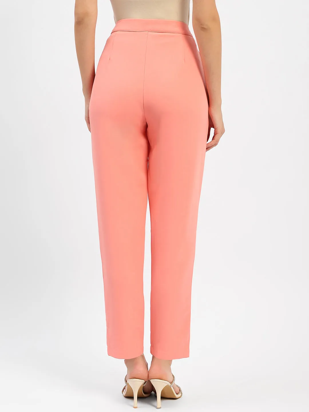 Madame Salmon Solid Regular Trousers Trendy Waist Body Sculpting