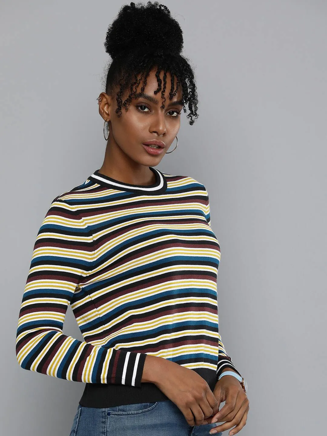 Chilly Wear Women's Striped Crew Neck Sweater