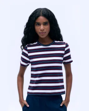 Stripe Short Sleeve Classic T-shirt - Navy Blue/Classic Red Odor Resistant Material