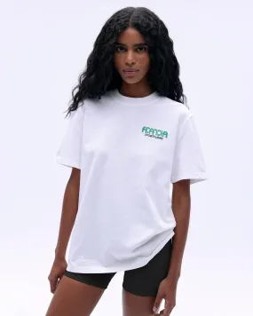 Sportswear Short Sleeve Oversized T-shirt - White/Jade Green Evergreen