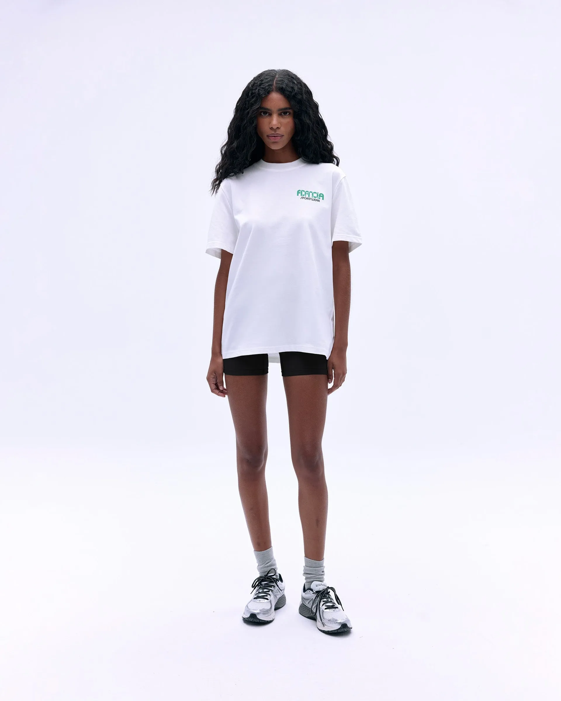 Sportswear Short Sleeve Oversized T-shirt - White/Jade Green LowImpact Manufacturing Comfortable Wear