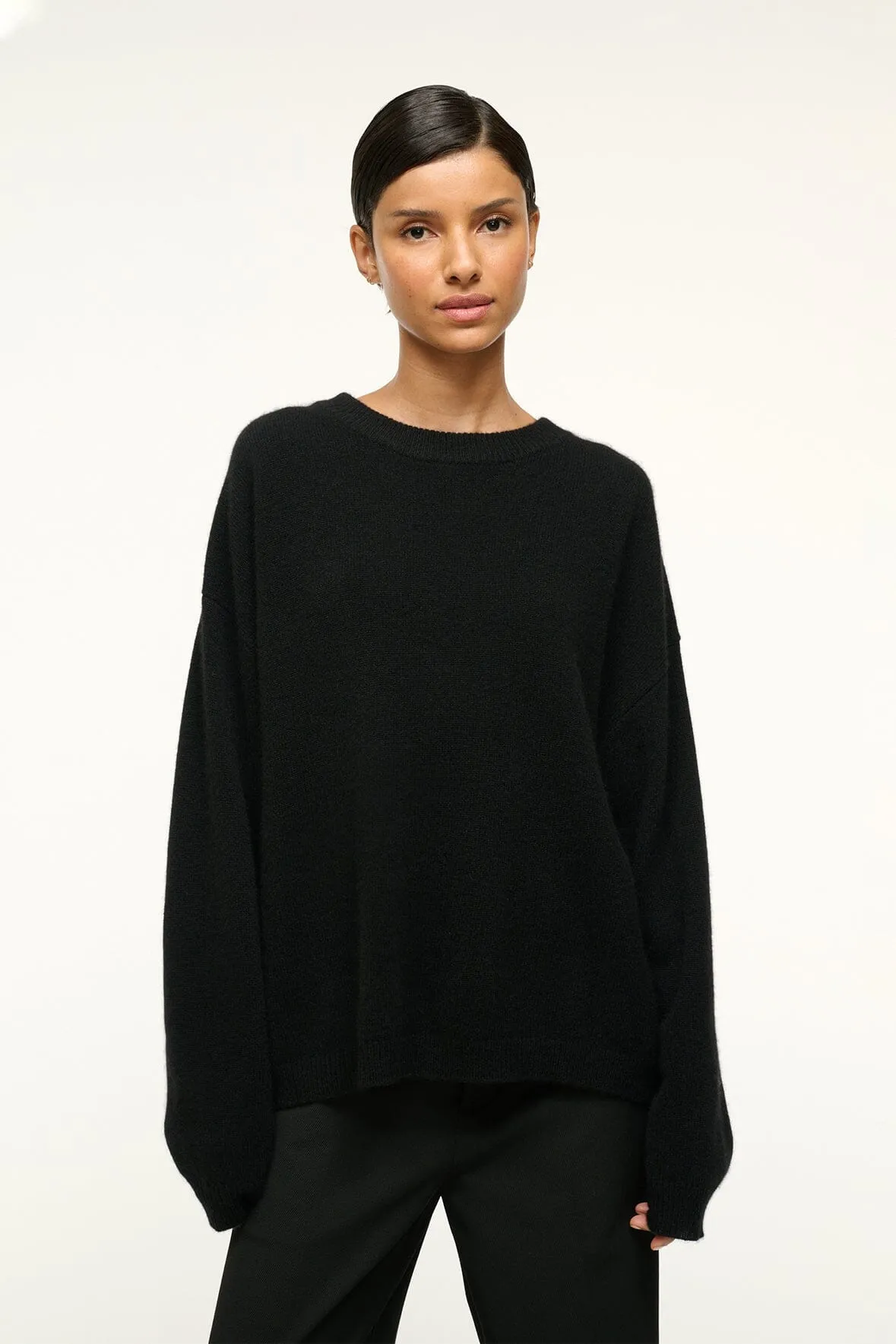 Biodegradable Fiber Option SERRANO CASHMERE RELAXED CREW | BLACK