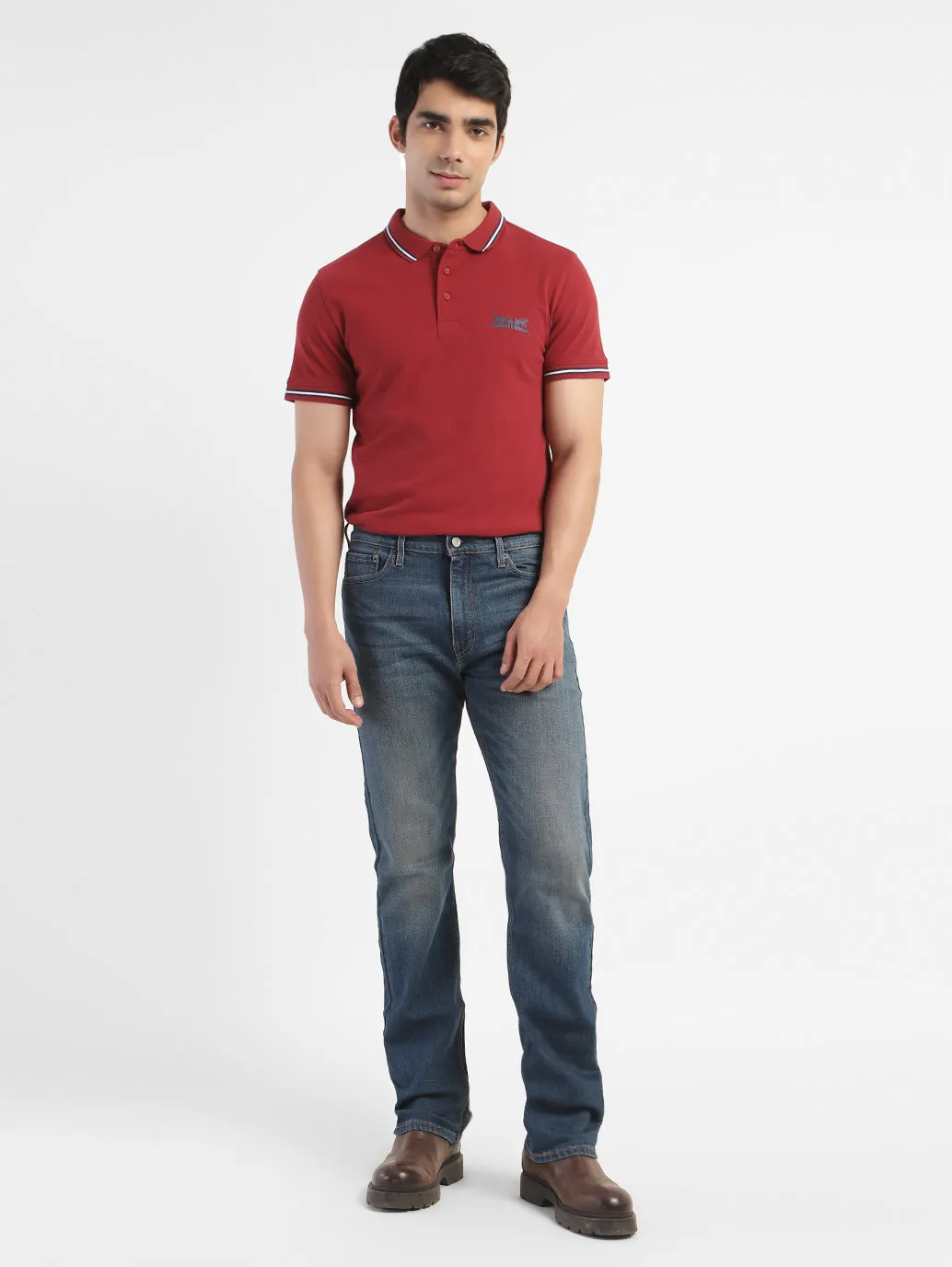 Luxury Look Relaxed Comfort Men's Solid Polo T-shirt Red