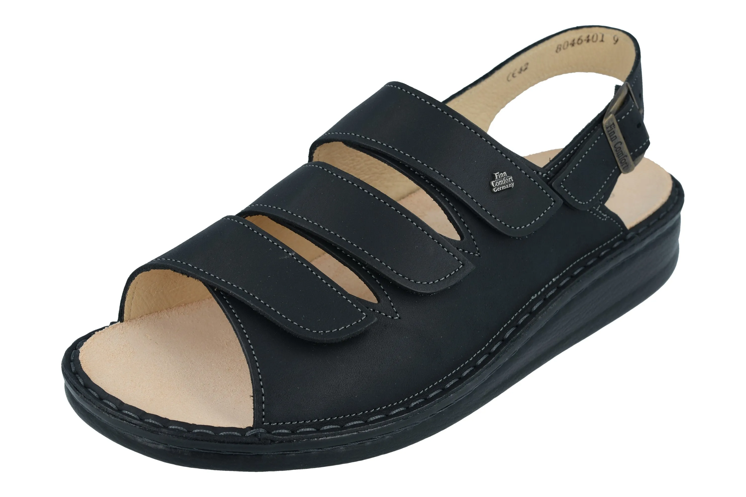 Sylt - Black Nub Sporty Sandals for Summer Chic Flats