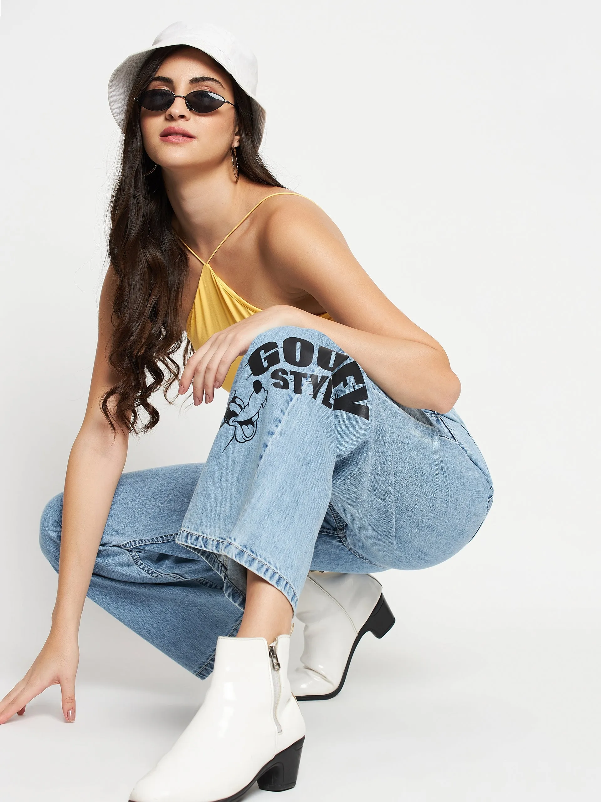 Anytime Fit Traveler Gear Summer Vibes Fashion Lover Madame Disney Print Lightblue Denim