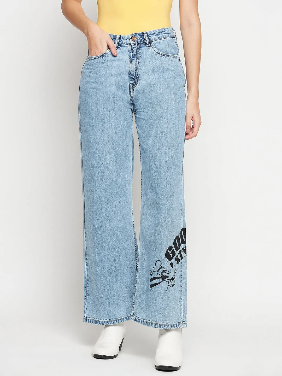 Stylish Choice Outfit Mix Madame Disney Print Lightblue Denim