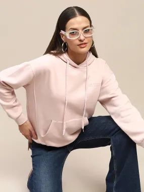 Chill Wearable bag accents Madame Cotton Placement Print Hooded Dusty Pink Sweatshirt