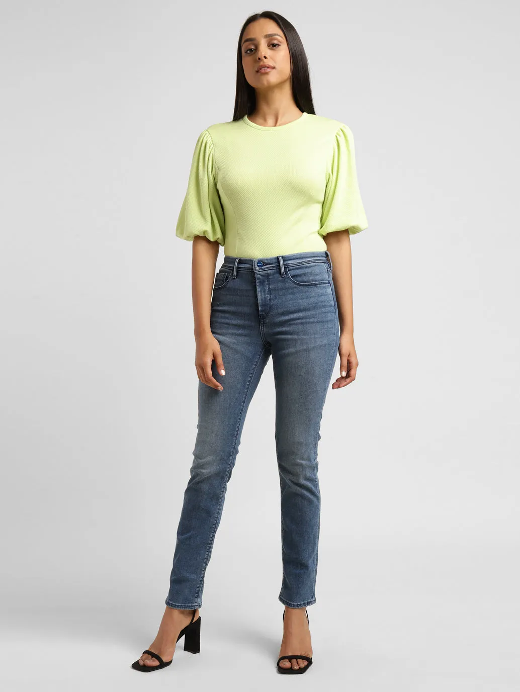 Women's 312 Blue Straight Fit Mid Rise Jeans Outerwear Friendly Outfit Ease