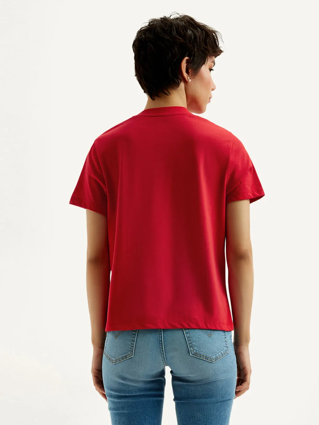 Women's Brand Logo Red Crew Neck T-Shirt EcoConscious Processing