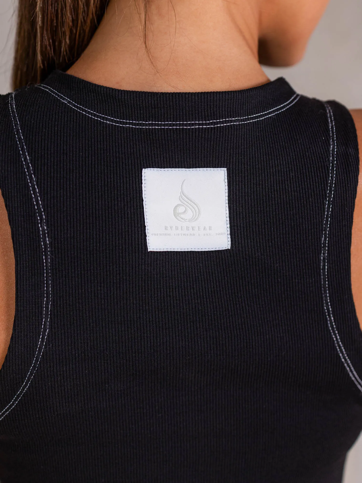 Stride Rib Tank - Faded Black Unstructured Silhouette TearResistant Blends