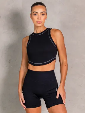 Two Tone Texture Effect OdorResistant Stride Rib Tank - Faded Black