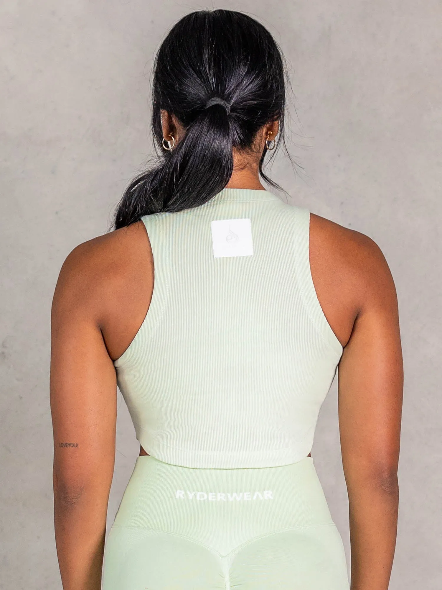Stride Rib Tank - Matcha TearResistant Snag Resistant Fabric