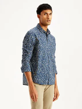 Men's Floral Print Slim Fit Shirt Fitted Shape Eco Friendly Dye
