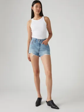 Women's 501 Mid Rise Blue Straight Fit Shorts Easy Stretch