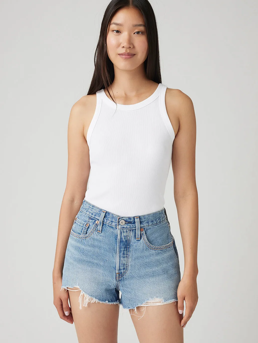 Women's 501 Mid Rise Blue Straight Fit Shorts Fun Colors