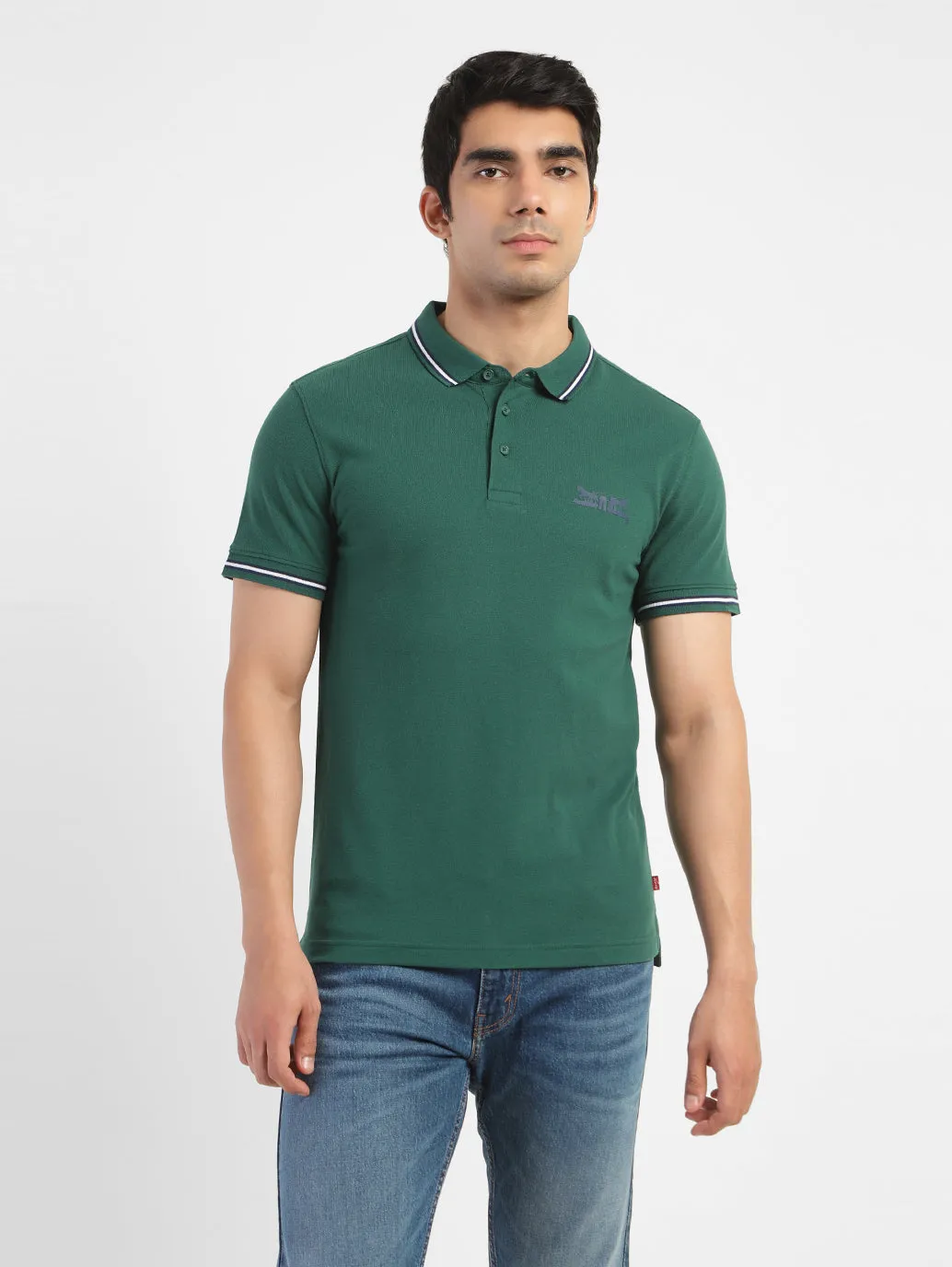 Breathable Jersey Stylish Choice Men's Solid Polo T-shirt Green