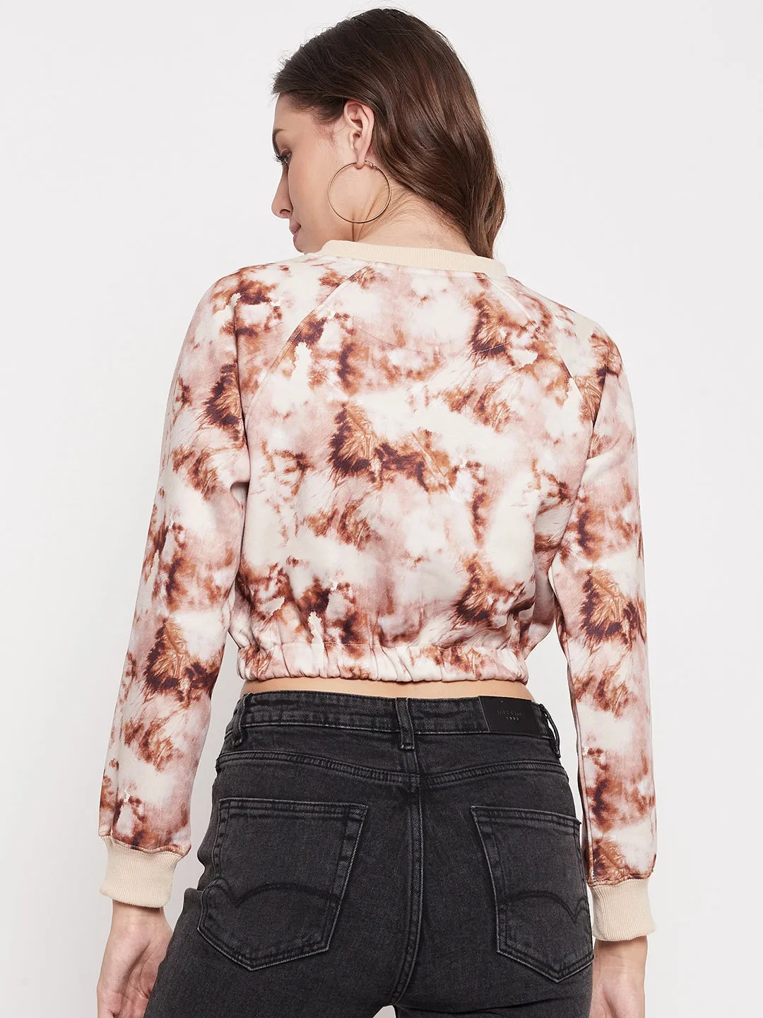 Dark Shade Madame Coffee Tie Dye Crop Sweatshirt