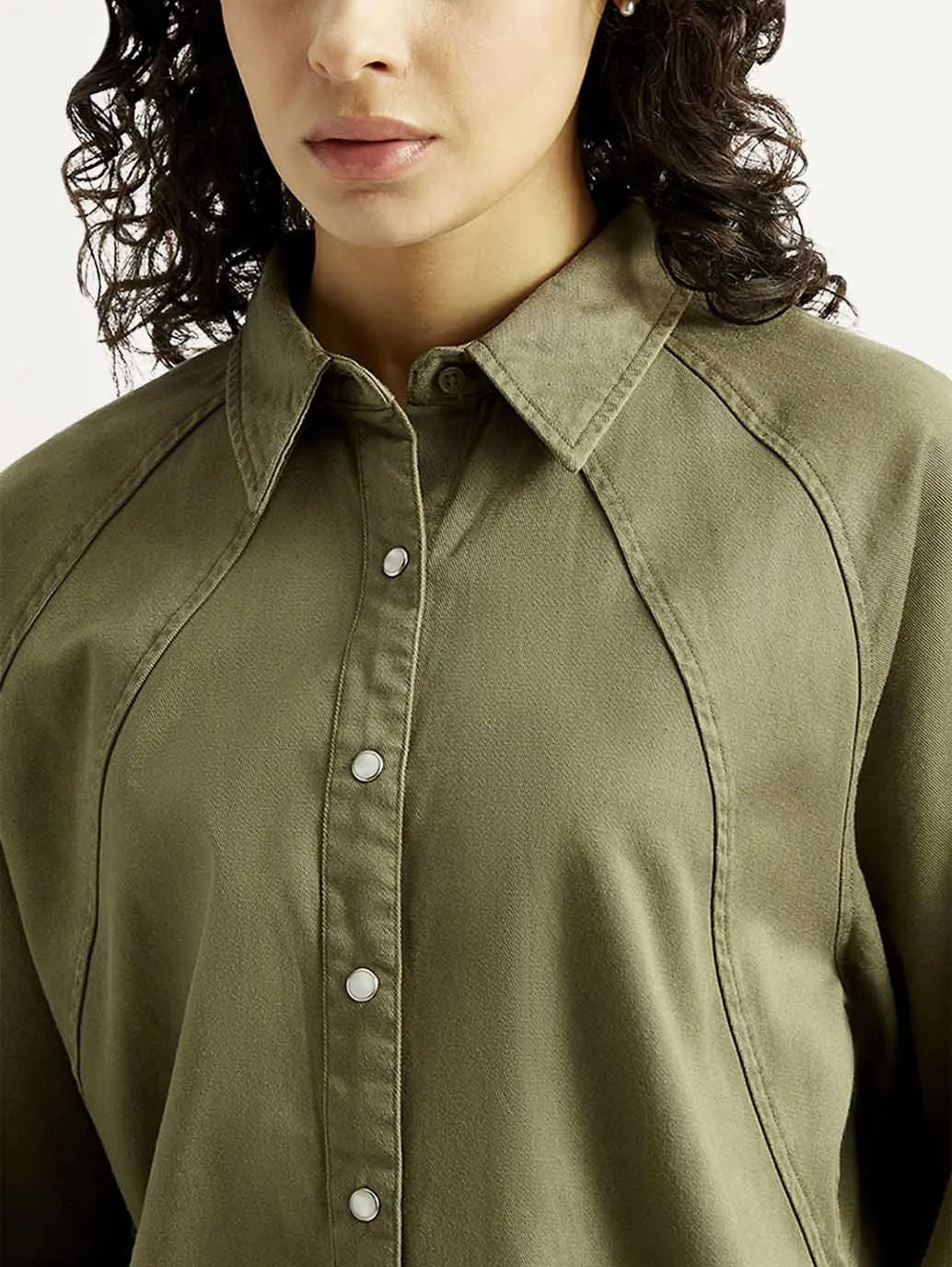 Women's Solid Spread Collar Shirt Breathable Style