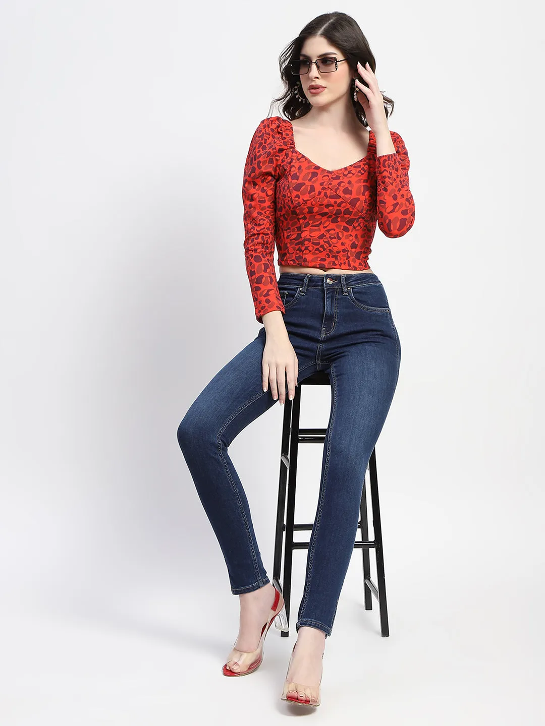 Effortless Layer Crosshatch Stitching Madame Stone Wash Skinny Fit Blue Denim