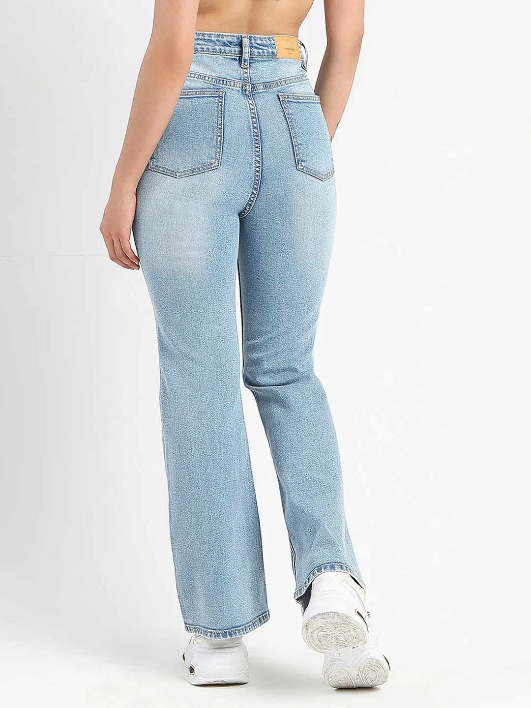 Comfy Waist Madame Stone Wash Light Blue Flared Jeans
