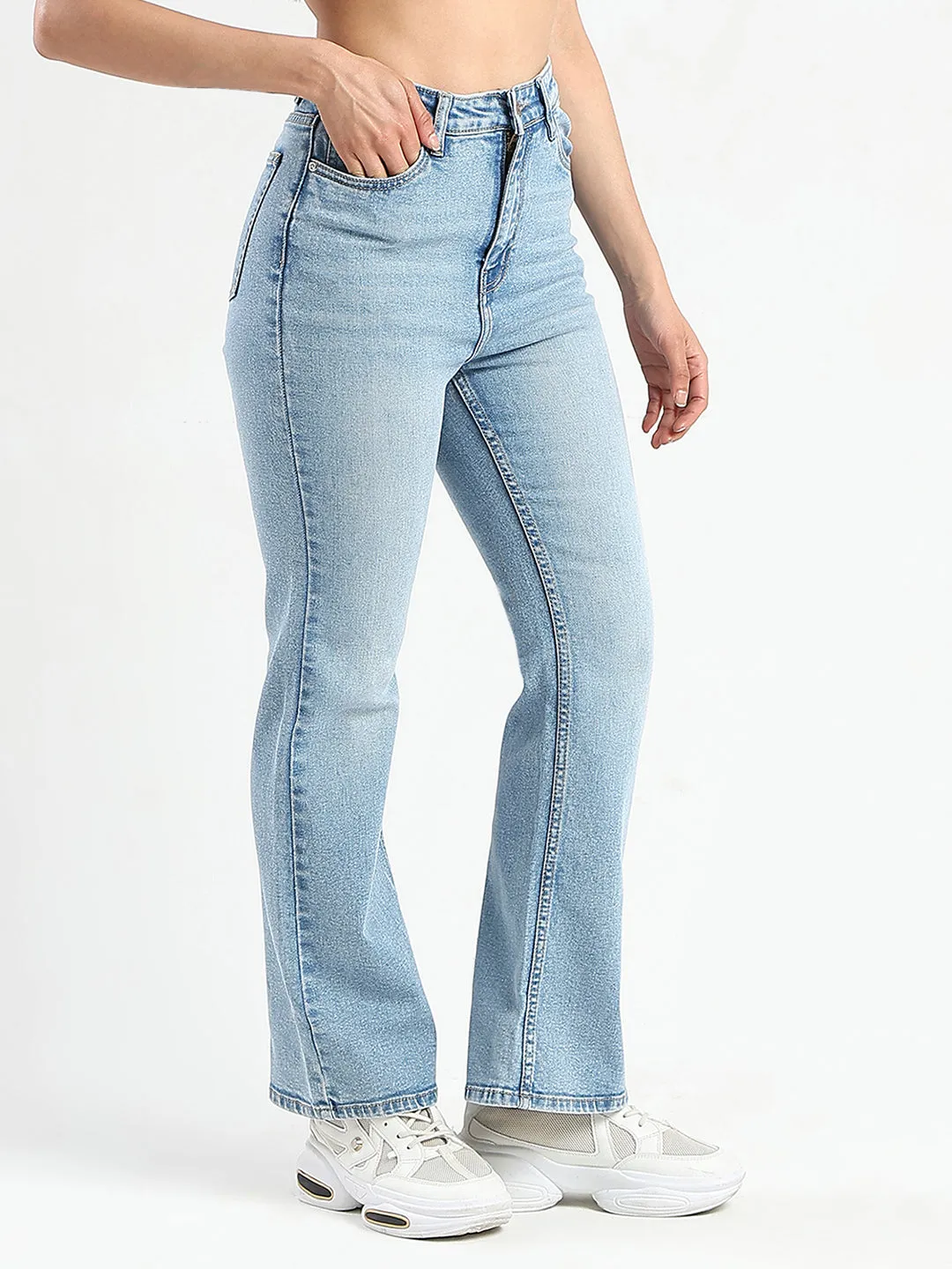 Casual Friday Urban Explorer High Waist Madame Stone Wash Light Blue Flared Jeans