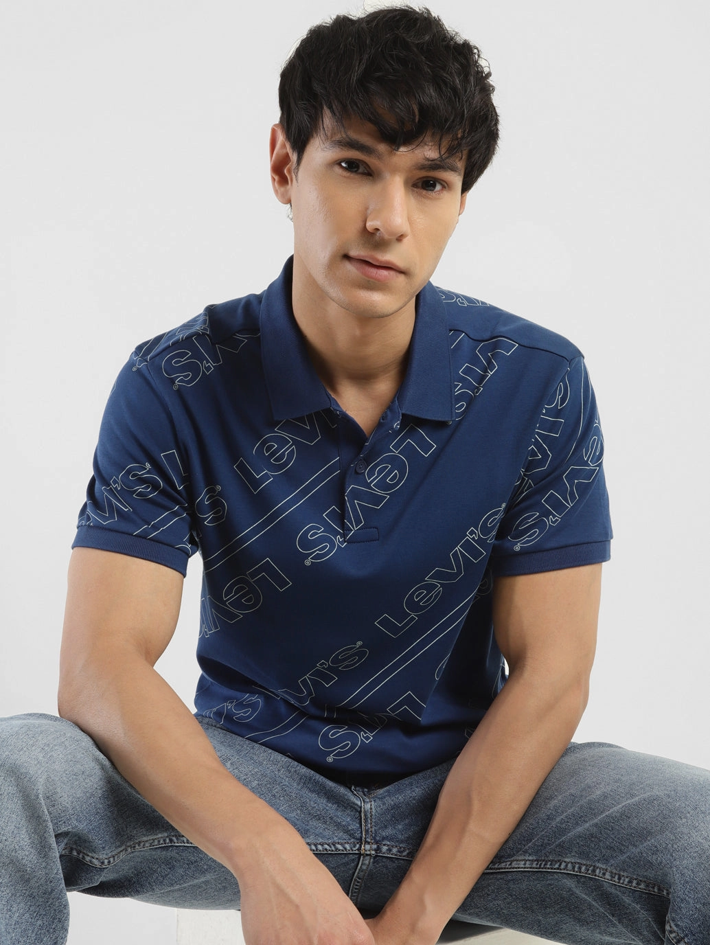 Breathable Knitwear Men's Brand Logo Slim Fit Polo T-shirt