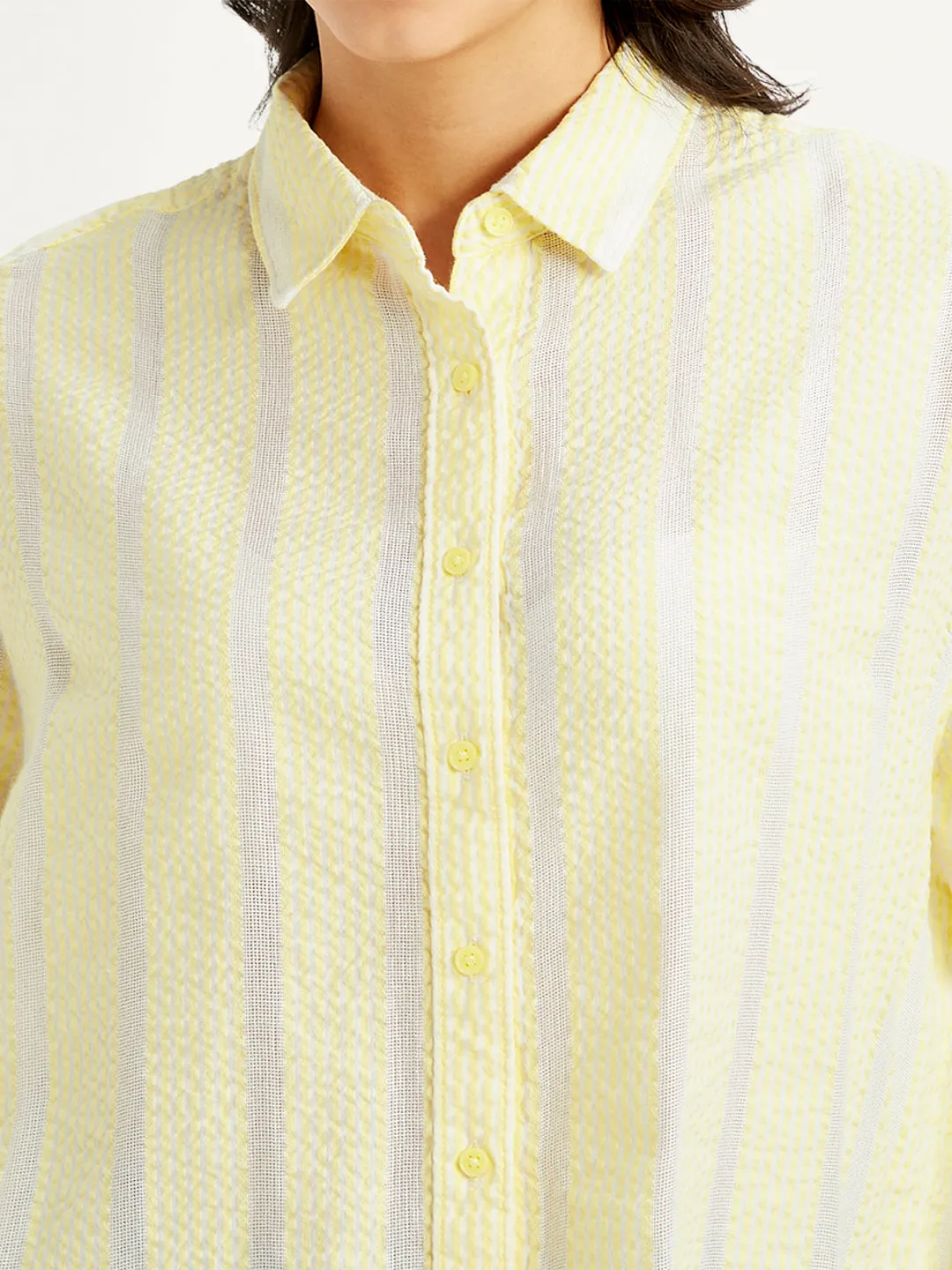 Women's Striped Relaxed Fit Shirt Coffee Run