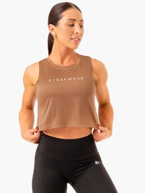Hybrid Muscle Tank - Mocha DropShoulder Anti Static Treatment