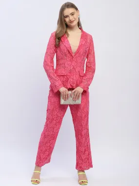 Quick Comfort Design Durable Hemming Madame Pink Floral Lace Fabric Trouser