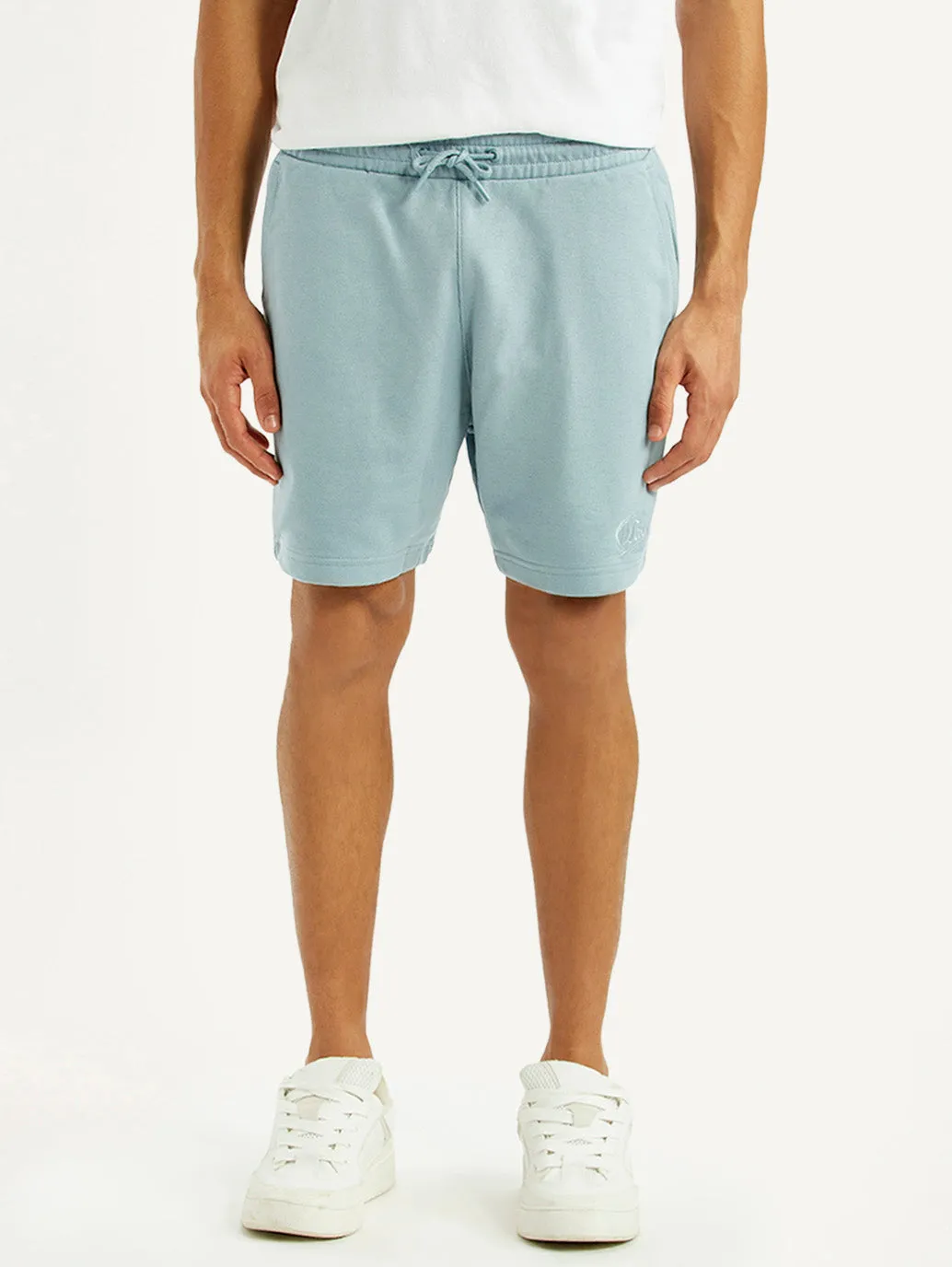 Anti Static Fabric Men's Light Blue Regular Fit Shorts