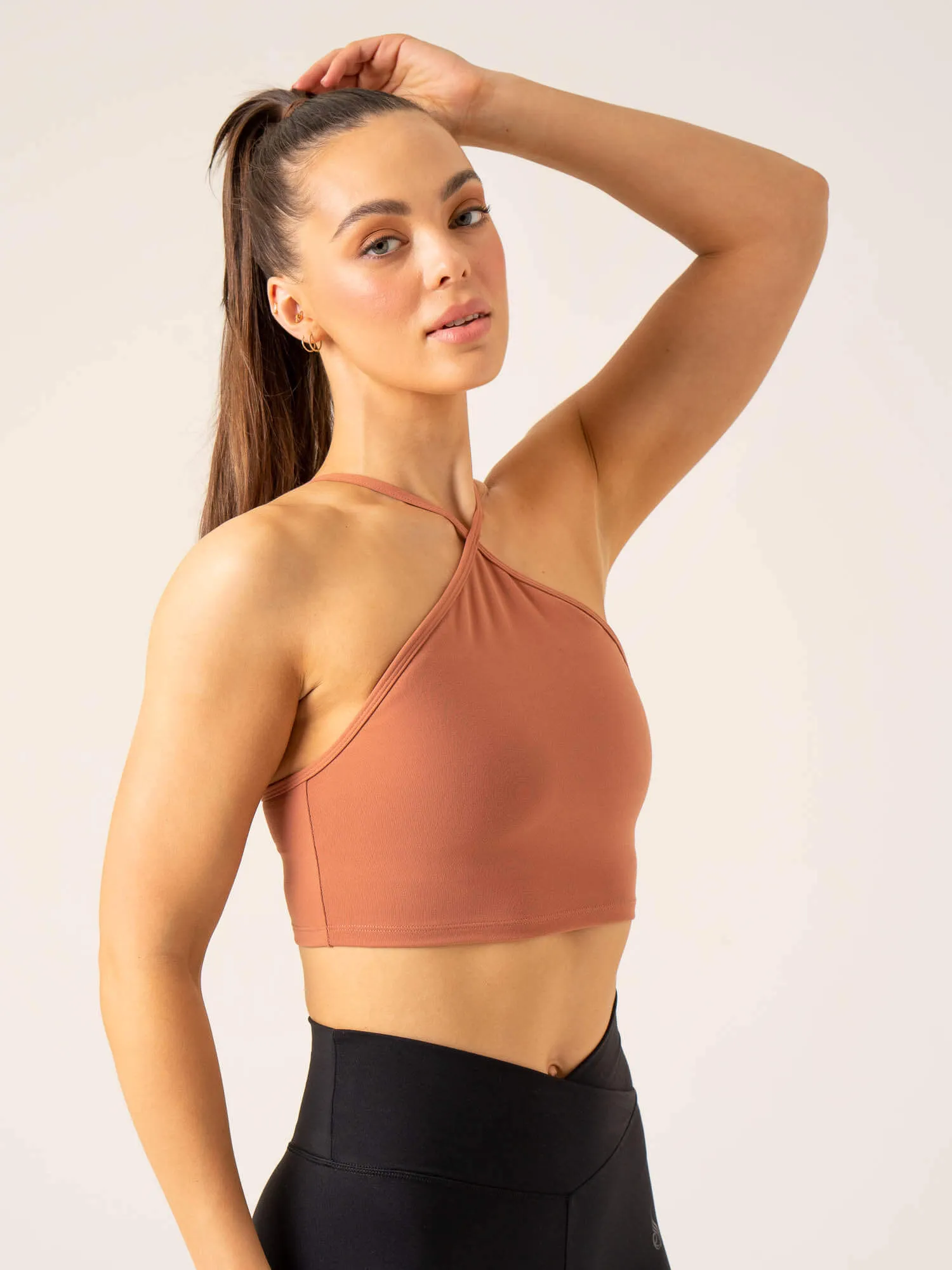 Flatlock Seam Technology Compression Gradient Momentum Tank Bra - Clay