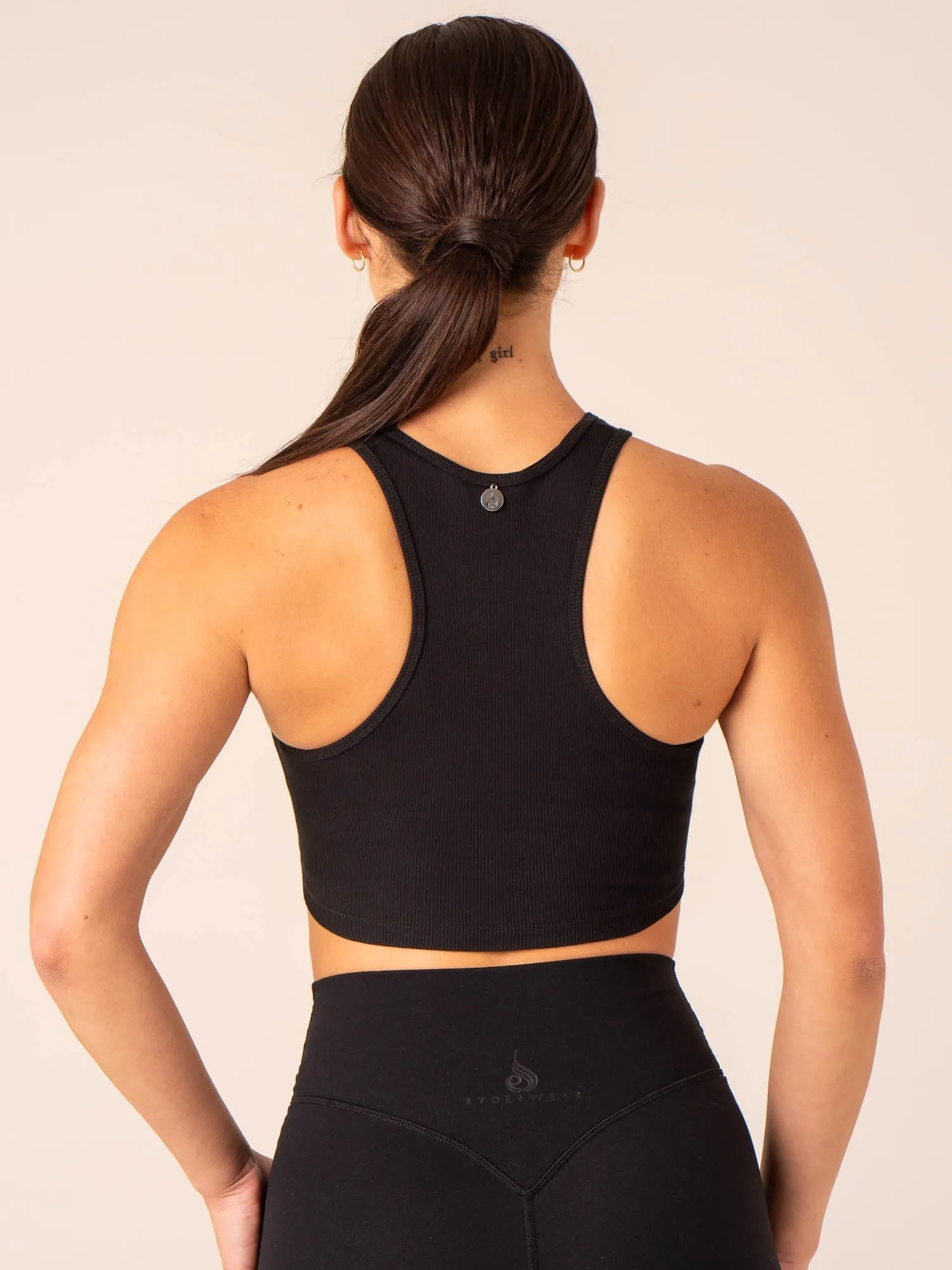 Non Slip Shoulder Seams ReflectiveTrims Tempo Rib Tank - Black