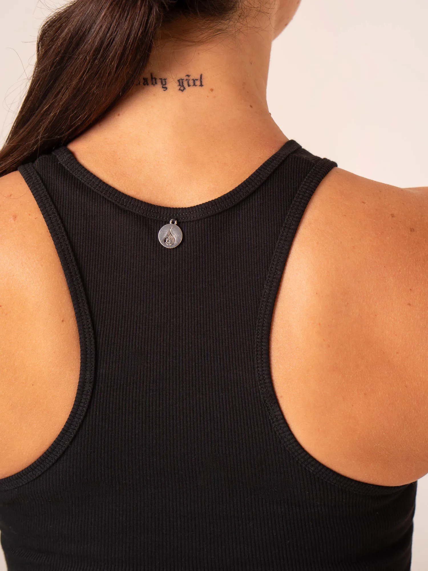 Tailored Placket FlexibleCollar Tempo Rib Tank - Black