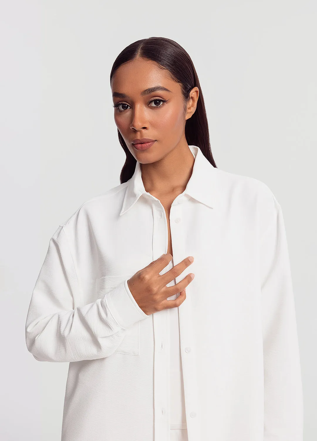 Textured Oversized Button-Up Shirt Quick Dry Wear Fit