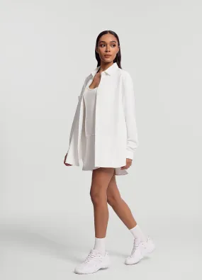 Textured Oversized Button-Up Shirt Classic Layer Wear Lightweight Design