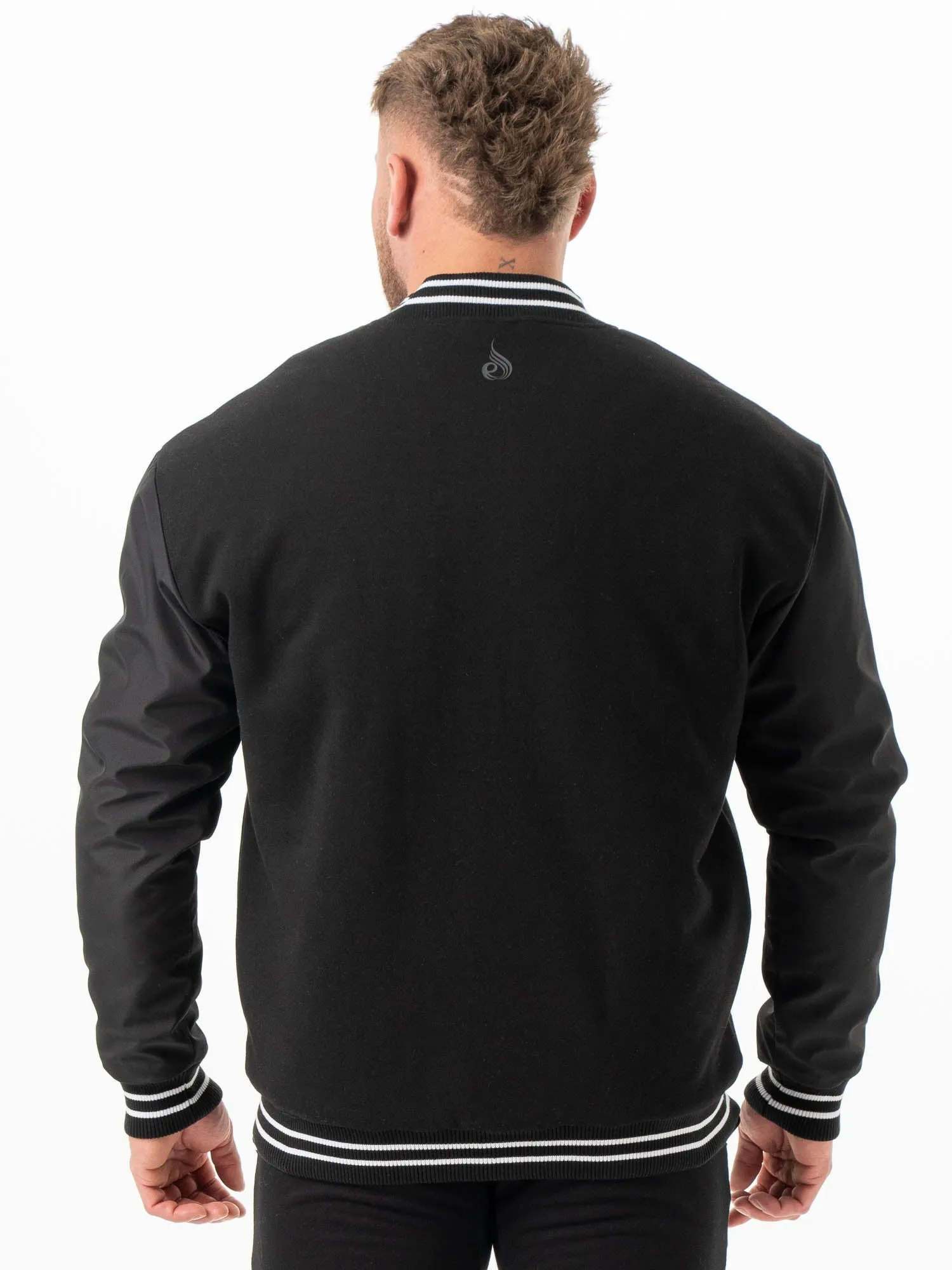 Varsity Bomber Jacket - Black/Black Water Resistant Coat