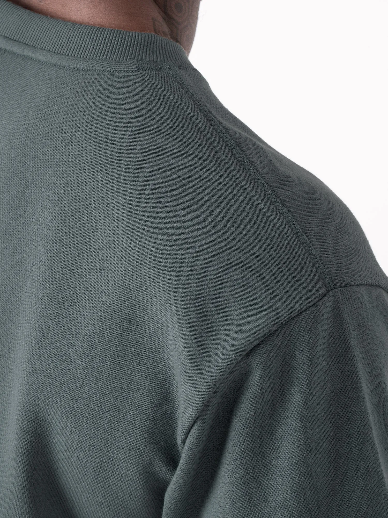 Timeless and Chic Odor-resistant Throwback Fleece Oversized T-Shirt - Petrol