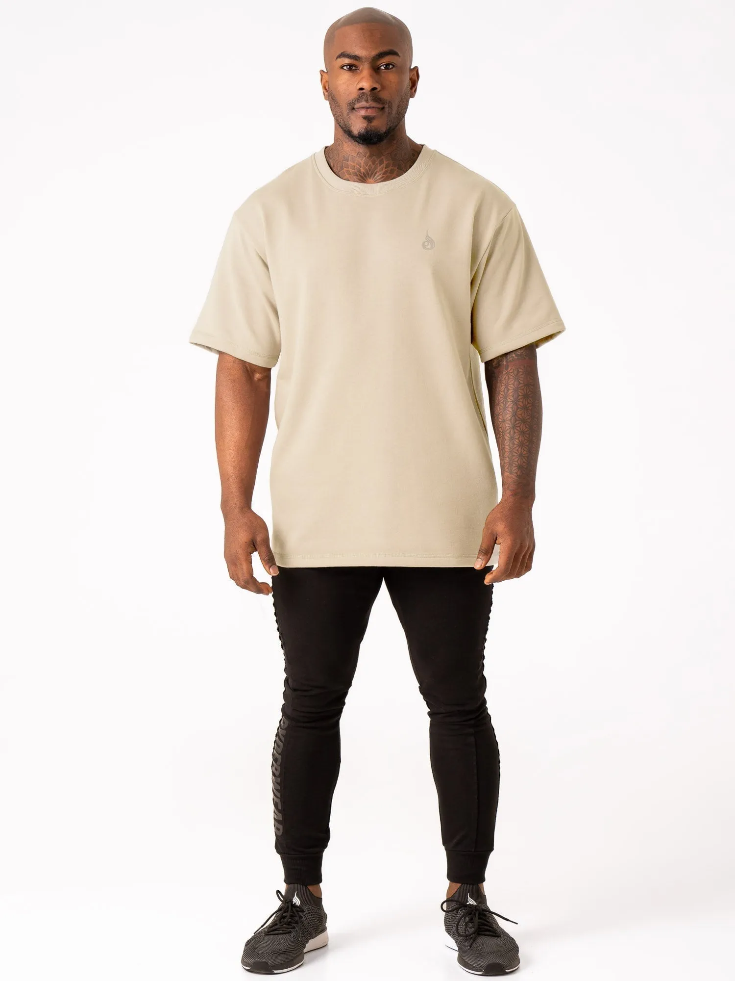 Throwback Fleece Oversized T-Shirt - Stone Simple and Chic