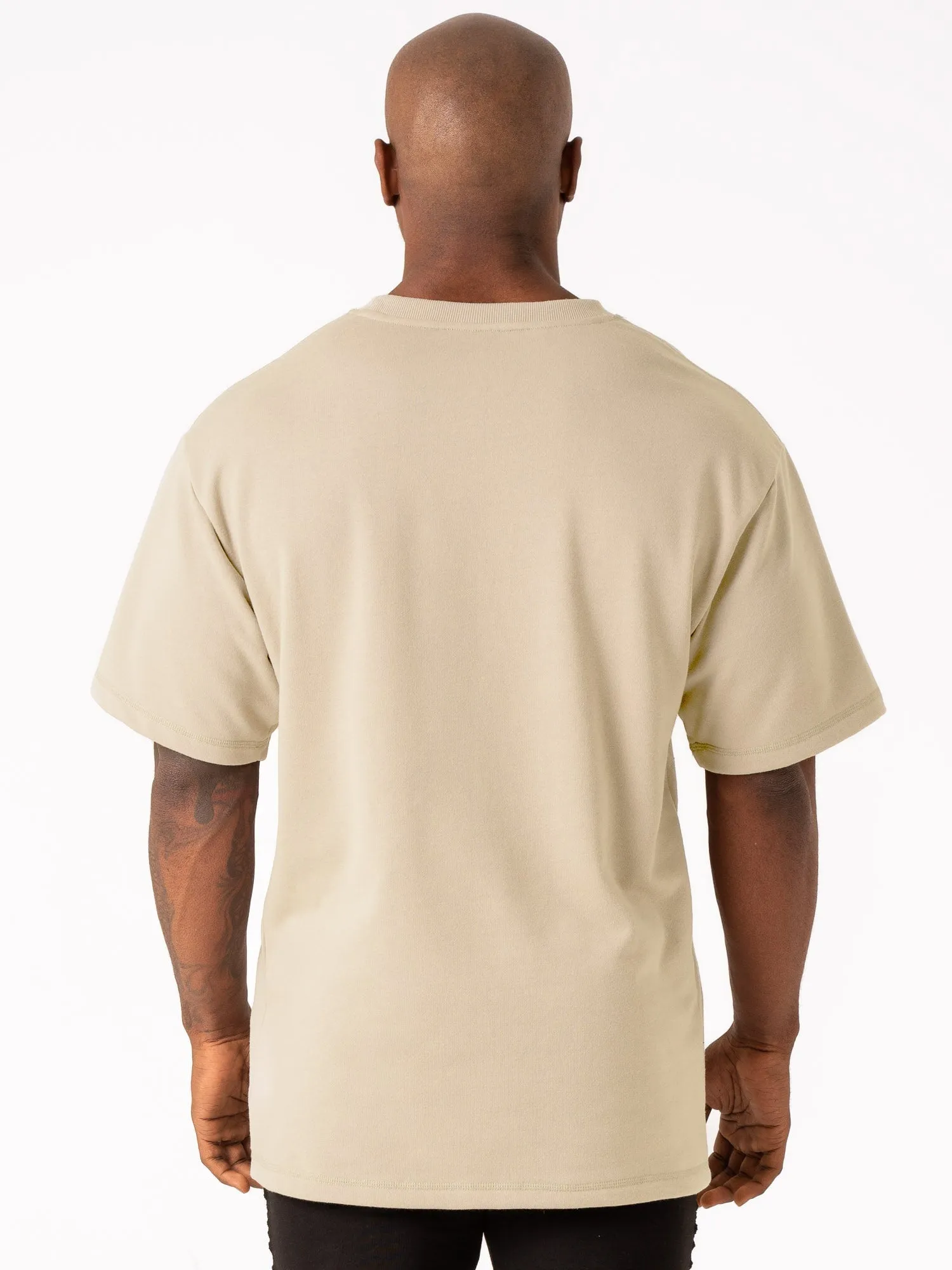 Throwback Fleece Oversized T-Shirt - Stone Casual Look Wear Seasonal Must-Have