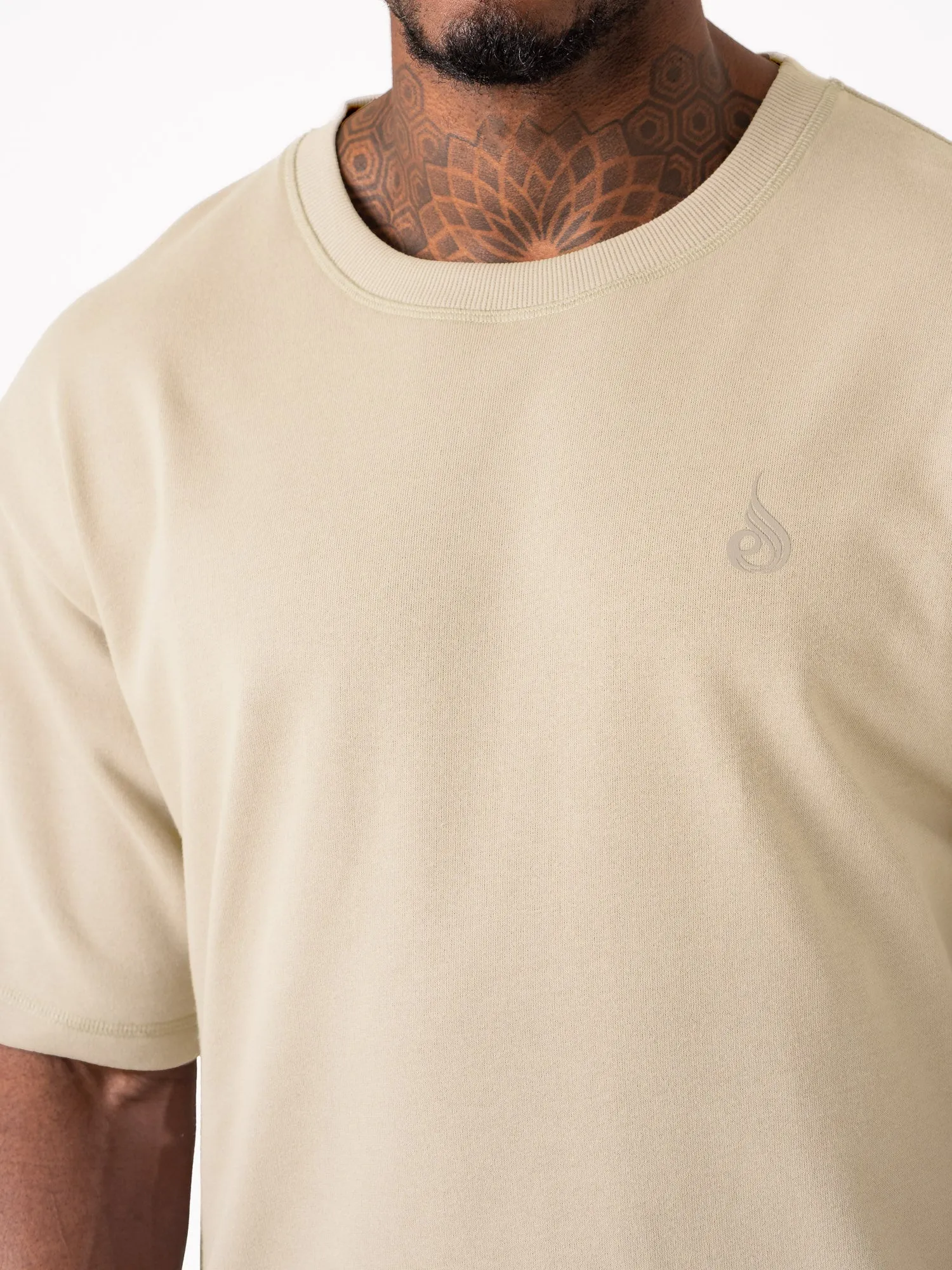 Throwback Fleece Oversized T-Shirt - Stone Wrinkle-Free Active Design Wear