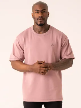 Soft Layer Crew neck classic Throwback Oversized Fleece T-Shirt - Cinder