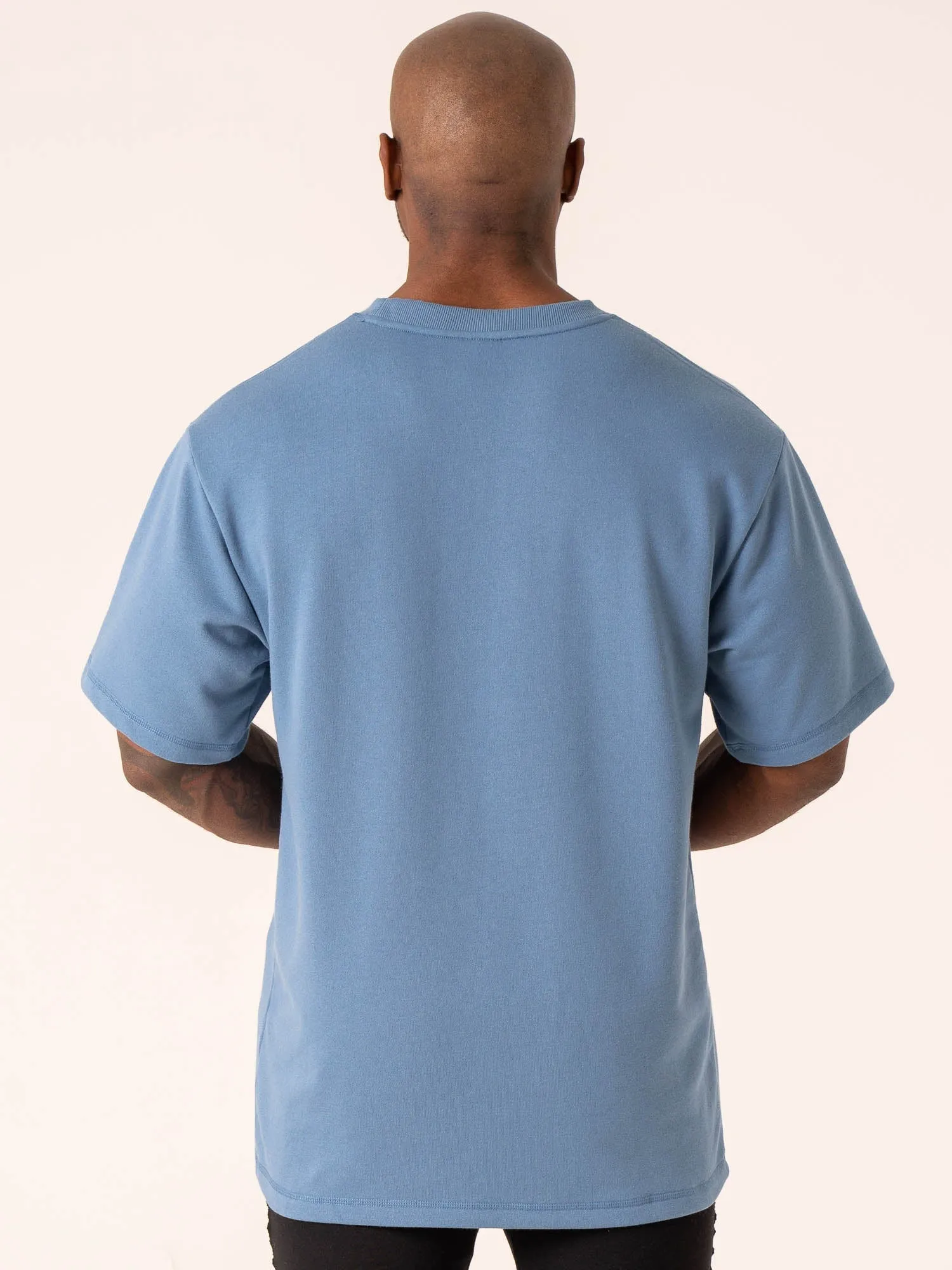 Throwback Oversized Fleece T-Shirt - Denim Blue Casual Style Wear Bold colors