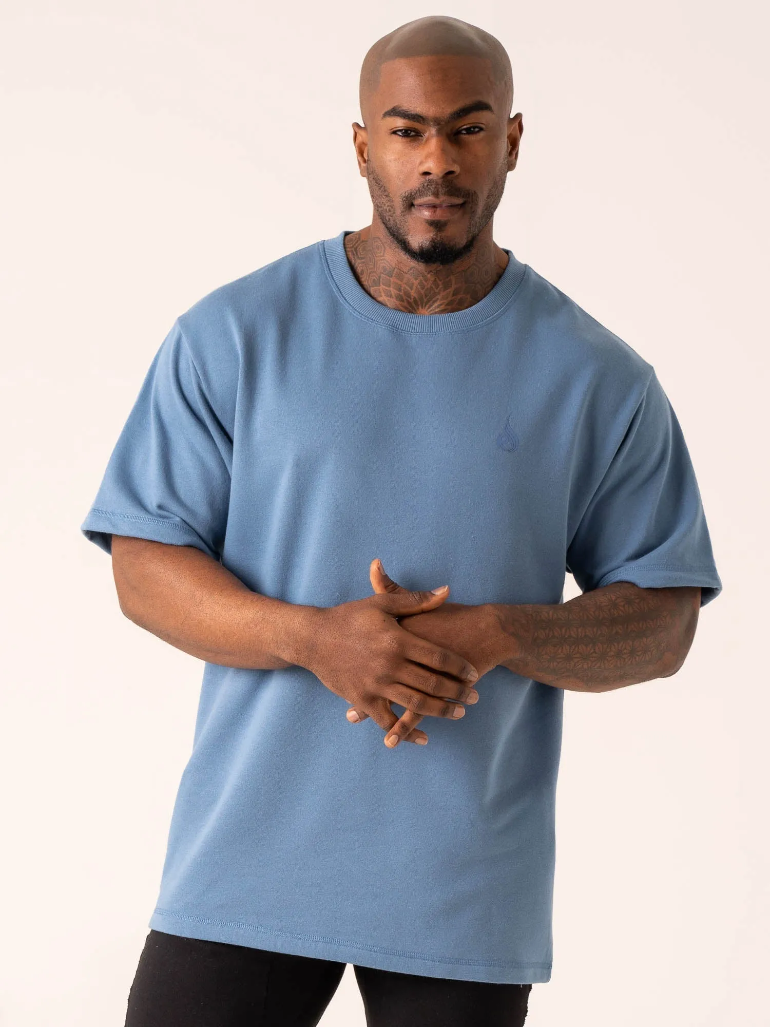 Throwback Oversized Fleece T-Shirt - Denim Blue Stylish and Comfortable