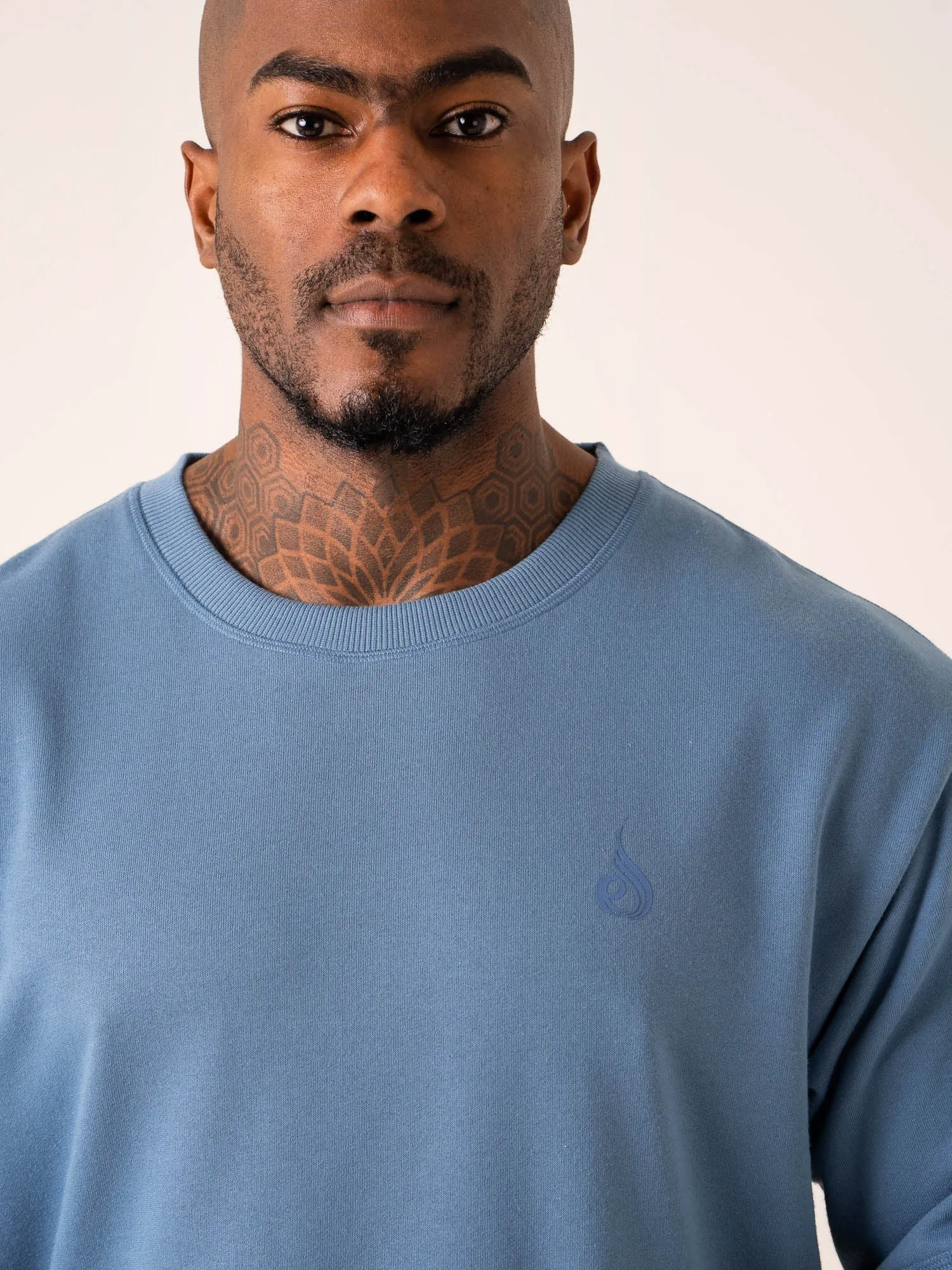 Throwback Oversized Fleece T-Shirt - Denim Blue Premium Cotton Blend