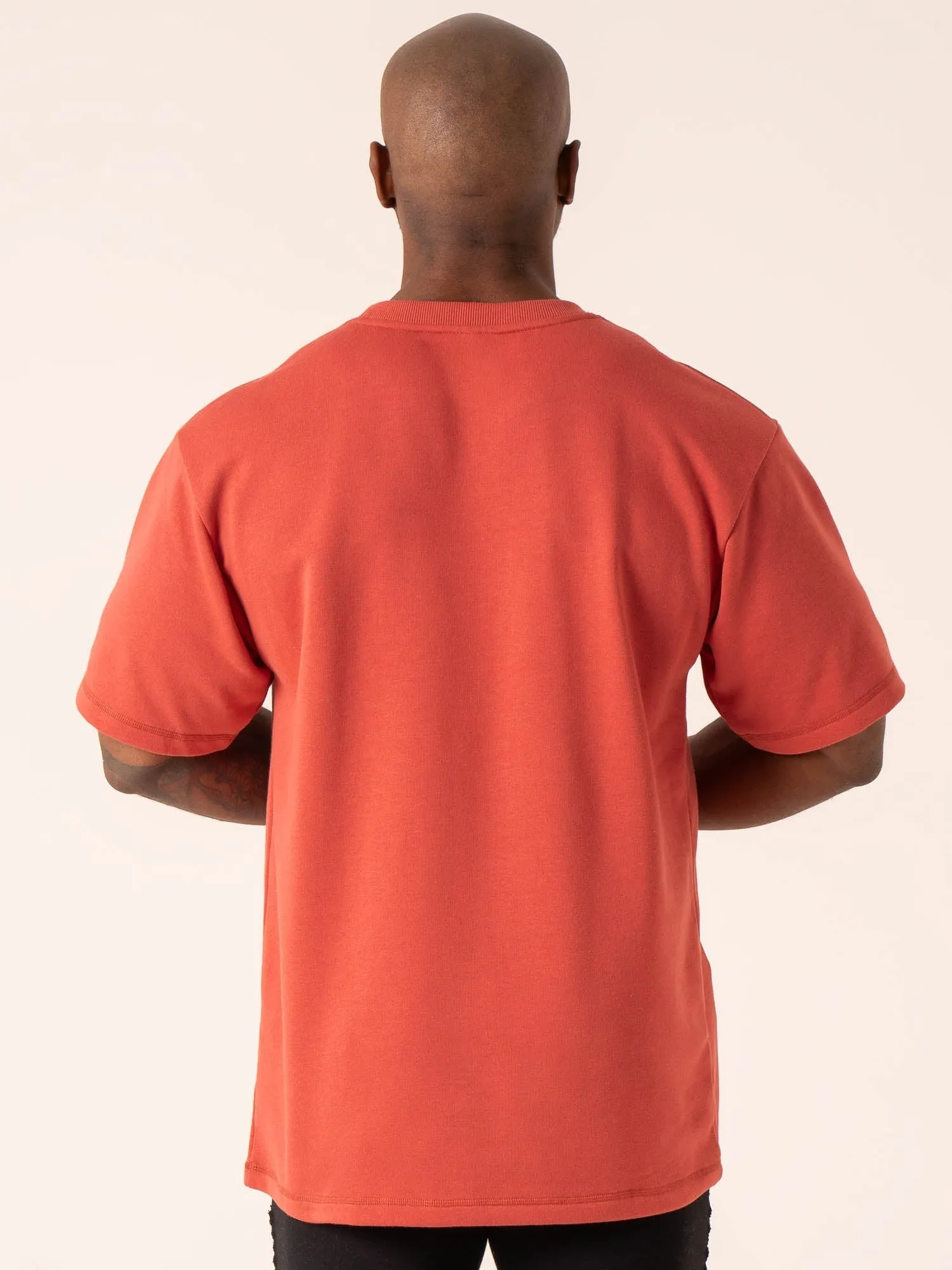Throwback Oversized Fleece T-Shirt - Dusty Red Casual Choice Breathable Essentials