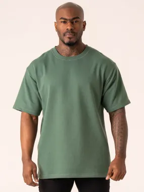 Throwback Oversized Fleece T-Shirt - Fern Green Value for Money