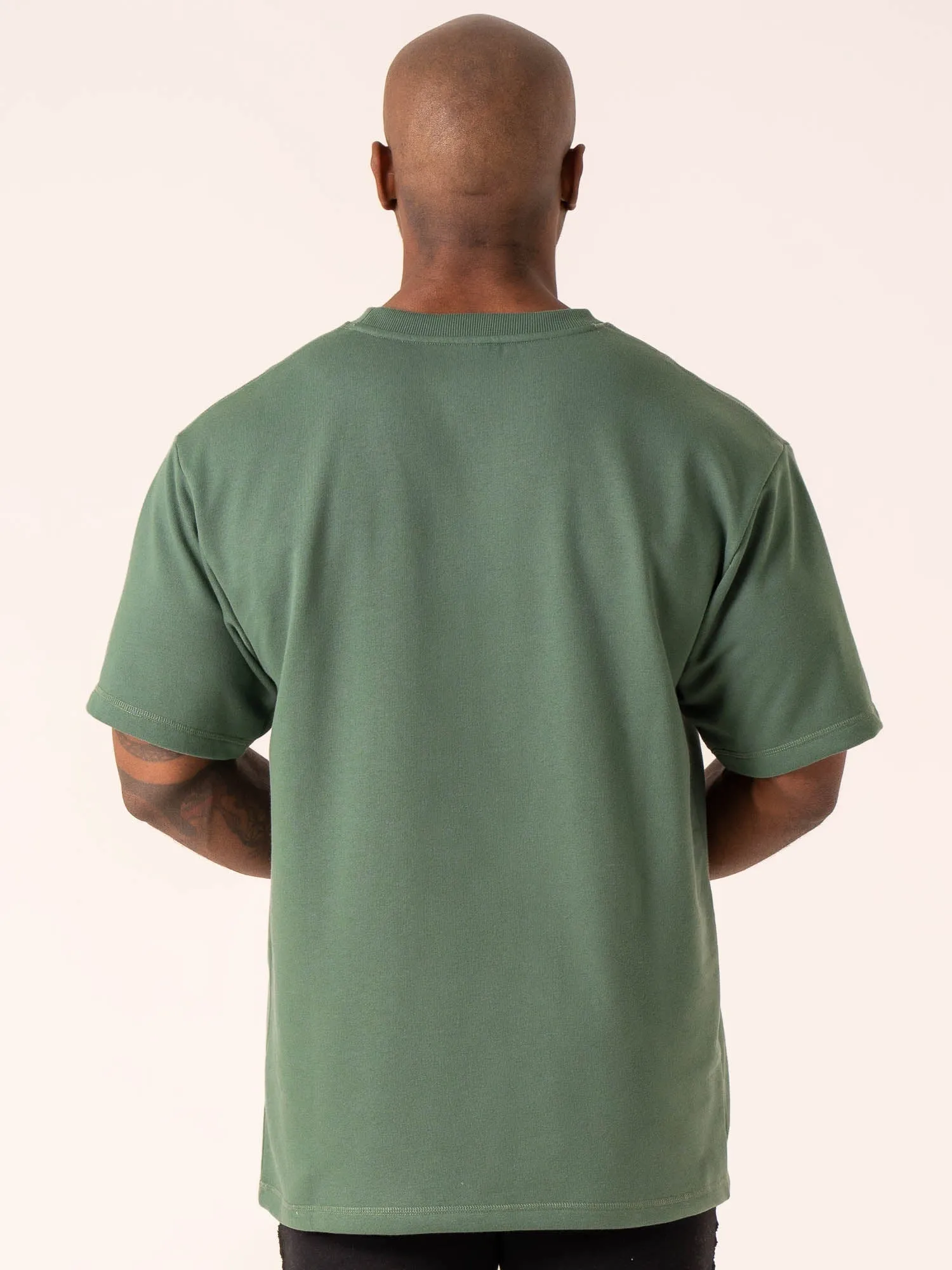 Anti-bacterial Anti-pilling Throwback Oversized Fleece T-Shirt - Fern Green
