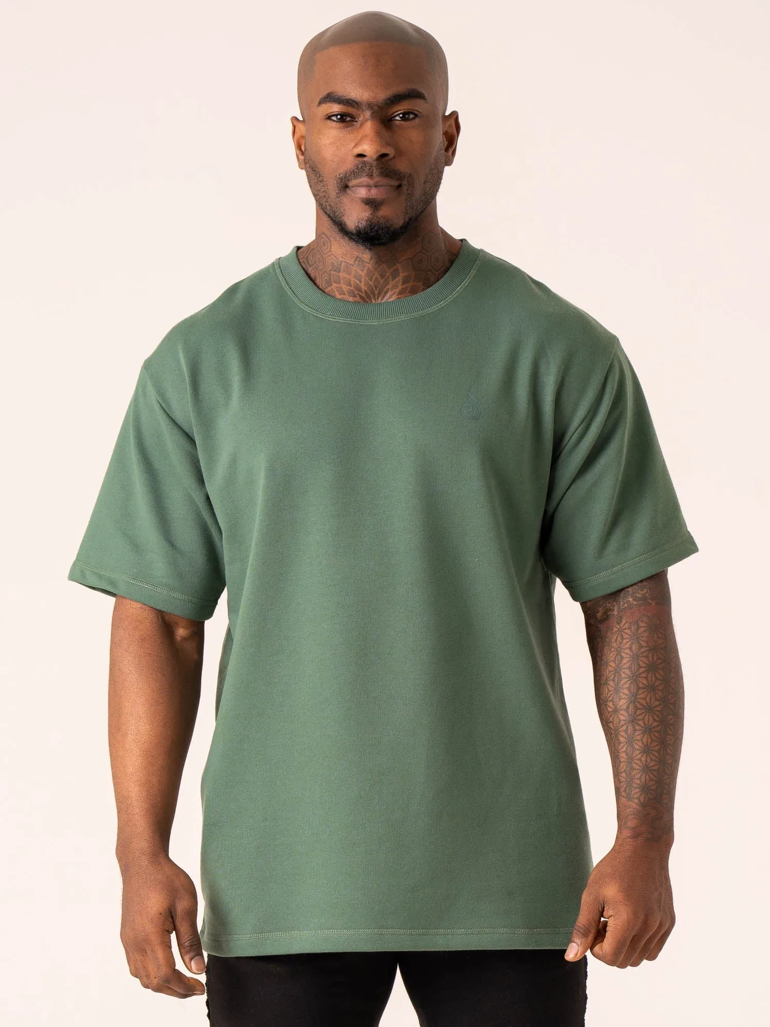 Throwback Oversized Fleece T-Shirt - Fern Green Value for Money