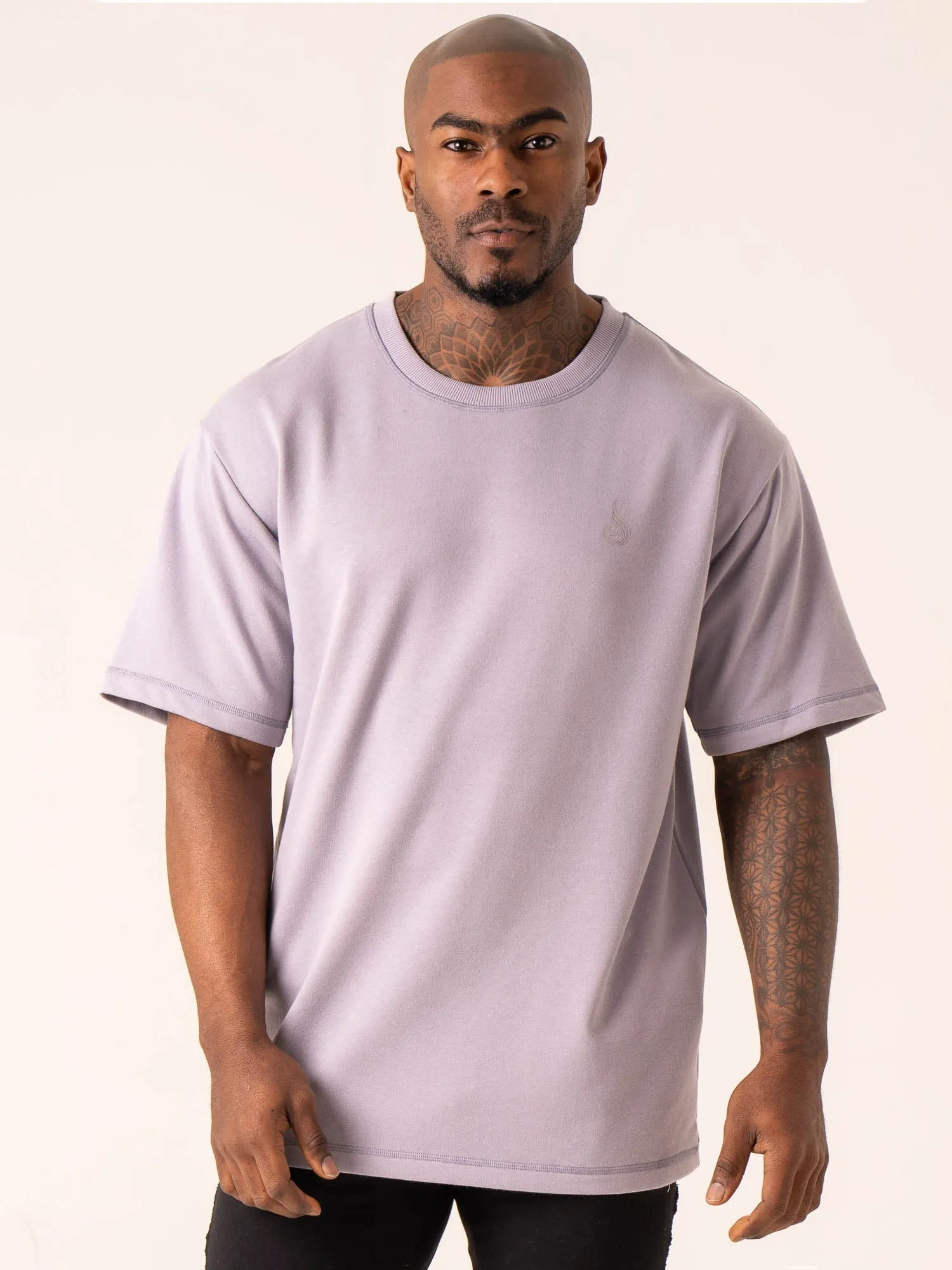 Throwback Oversized Fleece T-Shirt - Lavender easygoing look BreathableMaterial
