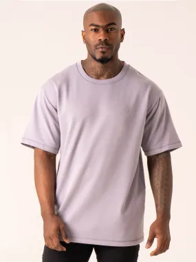 Throwback Oversized Fleece T-Shirt - Lavender easygoing look BreathableMaterial